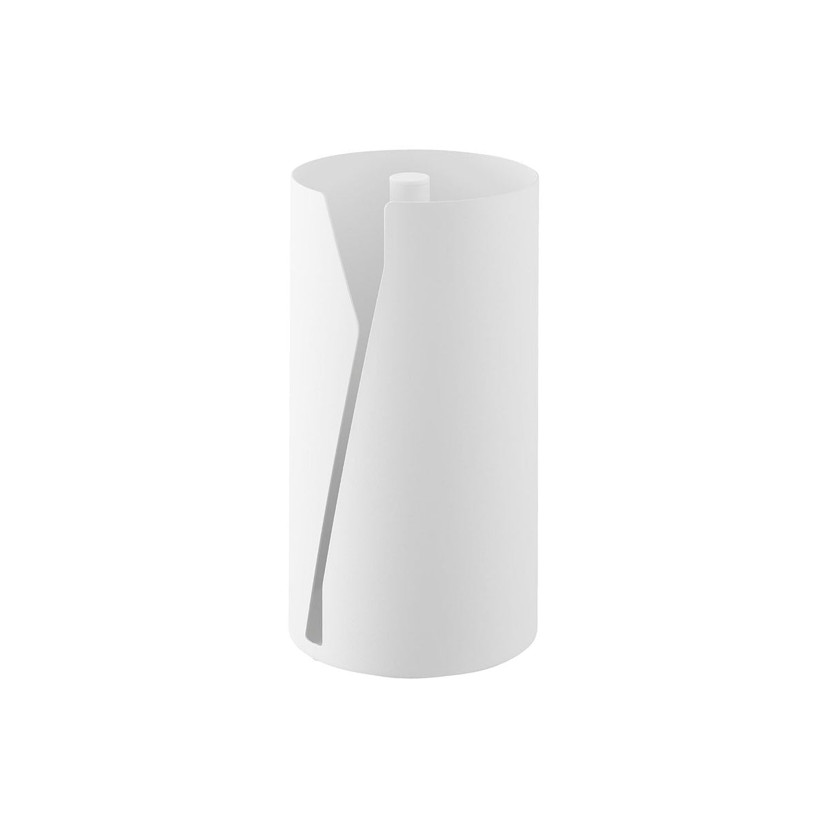 Yamazaki Tower Upright One-Hand Cut Kitchen Paper Holder, Large, Upright Steel Holder that Hides a Kitchen Paper Roll and Cuts with One Hand, 16 x 16 x 30.2 cm and 2200 g, White or Black