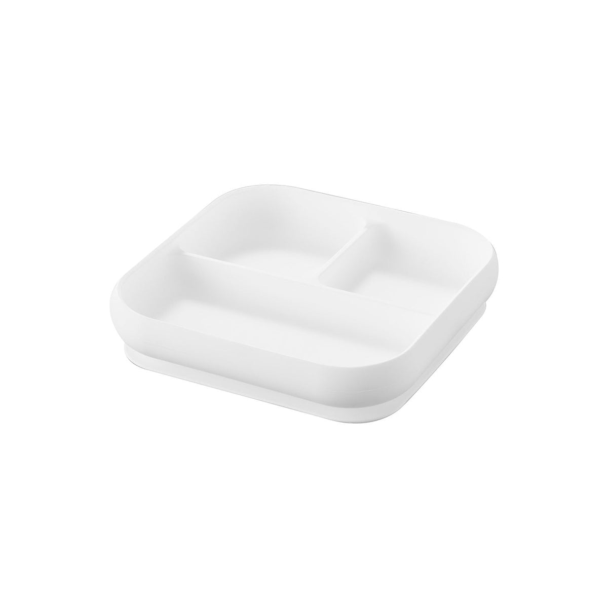 Yamazaki Tower Suction Silicone Baby Food Tray, Three-Section Silicone Baby Food Tray with a Suction Base and a Lipped Rim, 18 x 18 x 4.1 cm and 280 g, White or Black