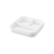 Yamazaki Tower Suction Silicone Baby Food Tray, Three-Section Silicone Baby Food Tray with a Suction Base and a Lipped Rim, 18 x 18 x 4.1 cm and 280 g, White or Black