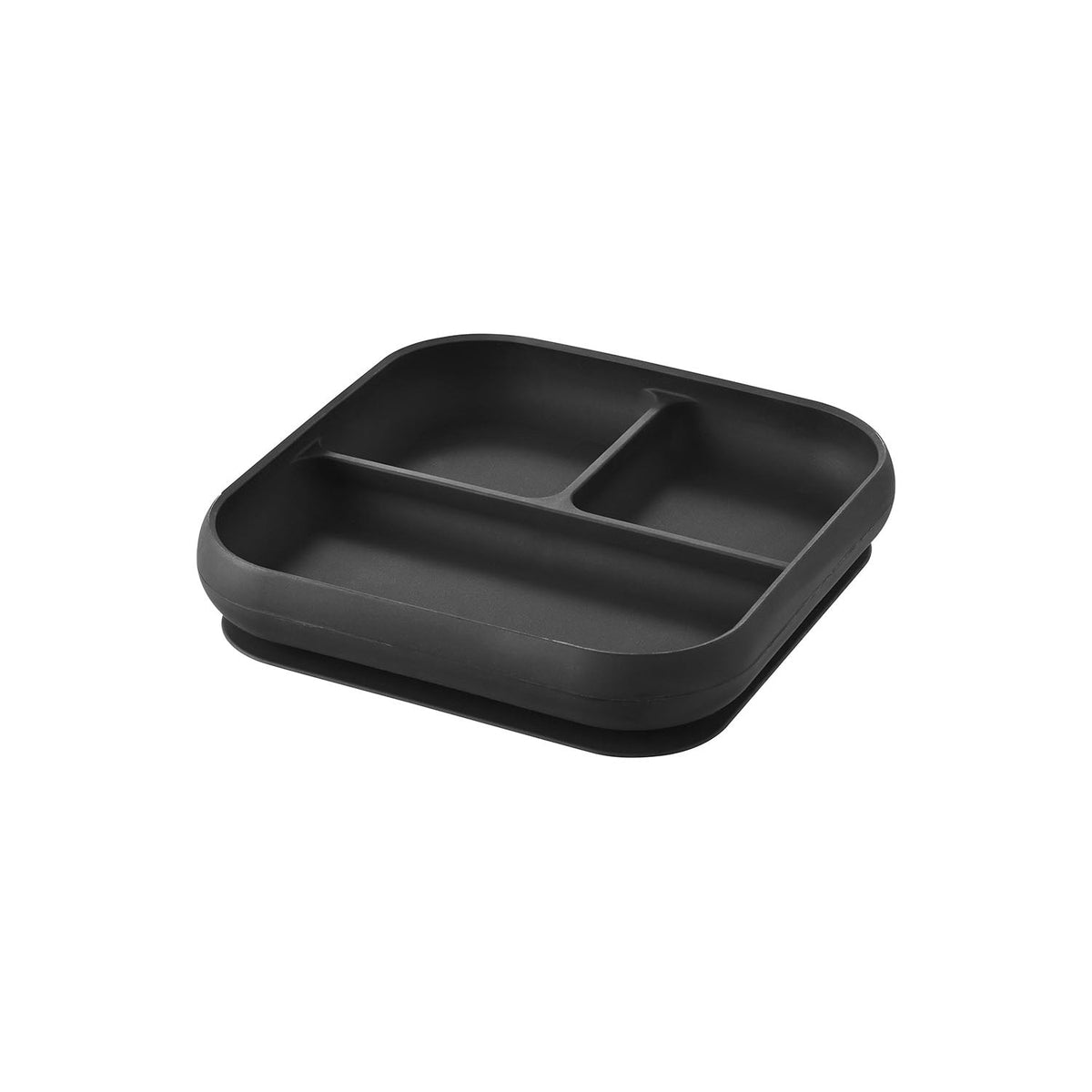 Yamazaki Tower Suction Silicone Baby Food Tray, Three-Section Silicone Baby Food Tray with a Suction Base and a Lipped Rim, 18 x 18 x 4.1 cm and 280 g, White or Black