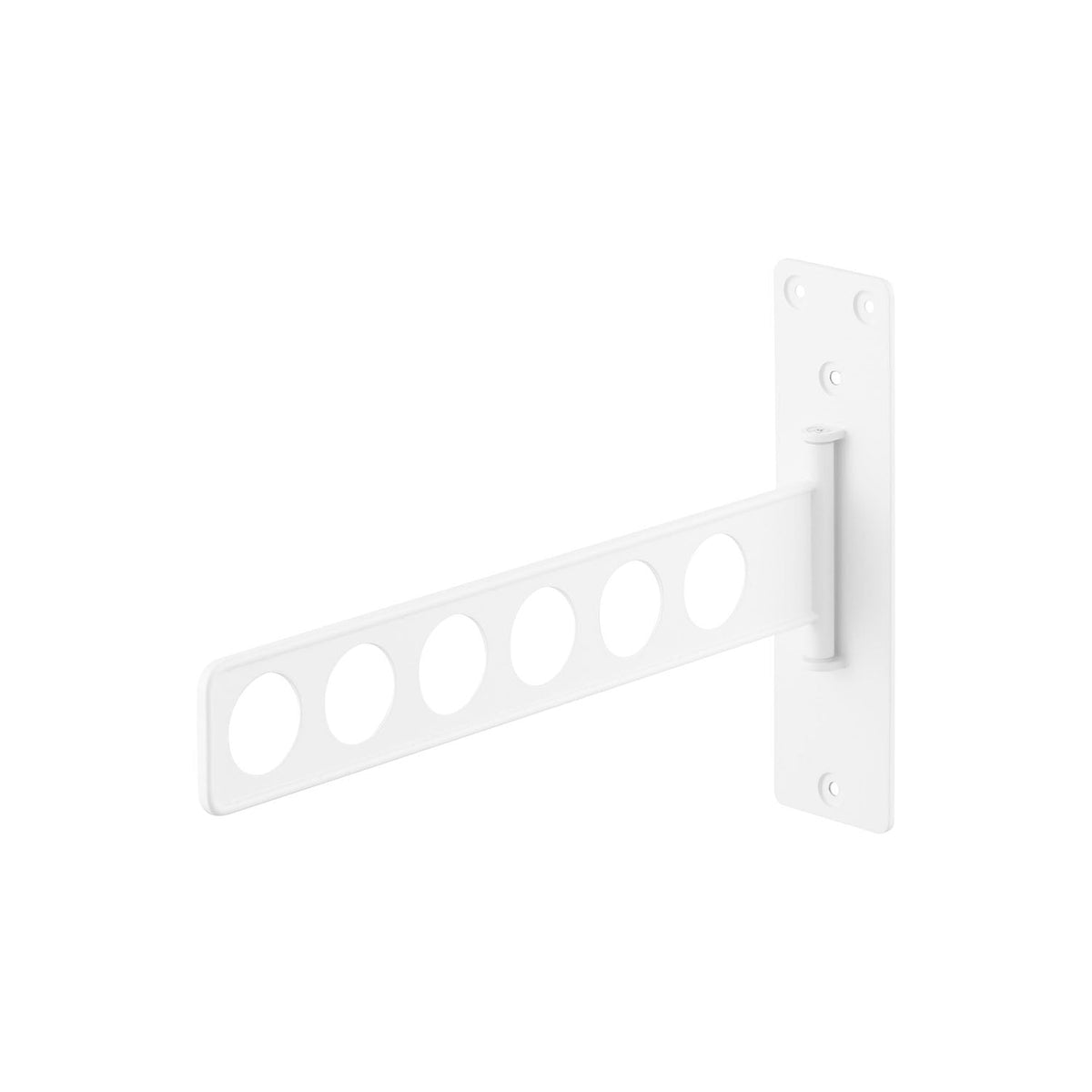 Yamazaki Tower Wall-Mounted Folding Clothes Hanger, 6 Slots, Wall Plate with a Swing-Out Six-Slot Arm for Drying Clothes Indoors that Folds Flat to 1.5 cm, 30 x 1.5 x 18 cm; in use 5 to 30 x 1.5 to 28.4 x 18 cm and 330 g, White or Black
