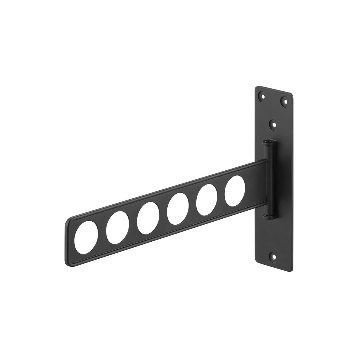 Yamazaki Tower Wall-Mounted Folding Clothes Hanger, 6 Slots, Wall Plate with a Swing-Out Six-Slot Arm for Drying Clothes Indoors that Folds Flat to 1.5 cm, 30 x 1.5 x 18 cm; in use 5 to 30 x 1.5 to 28.4 x 18 cm and 330 g, White or Black