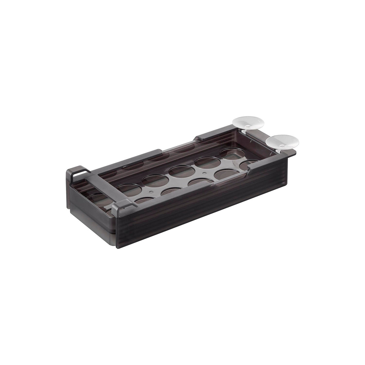 Yamazaki Tower Height-Adjustable Under-Shelf Egg Rack for Fridges, Small, Slim Egg Rack that Suctions Under a Fridge Shelf and Adjusts Through Seven Heights, 14.5 x 34.4 x 6.5 cm and 530 g, White or Black