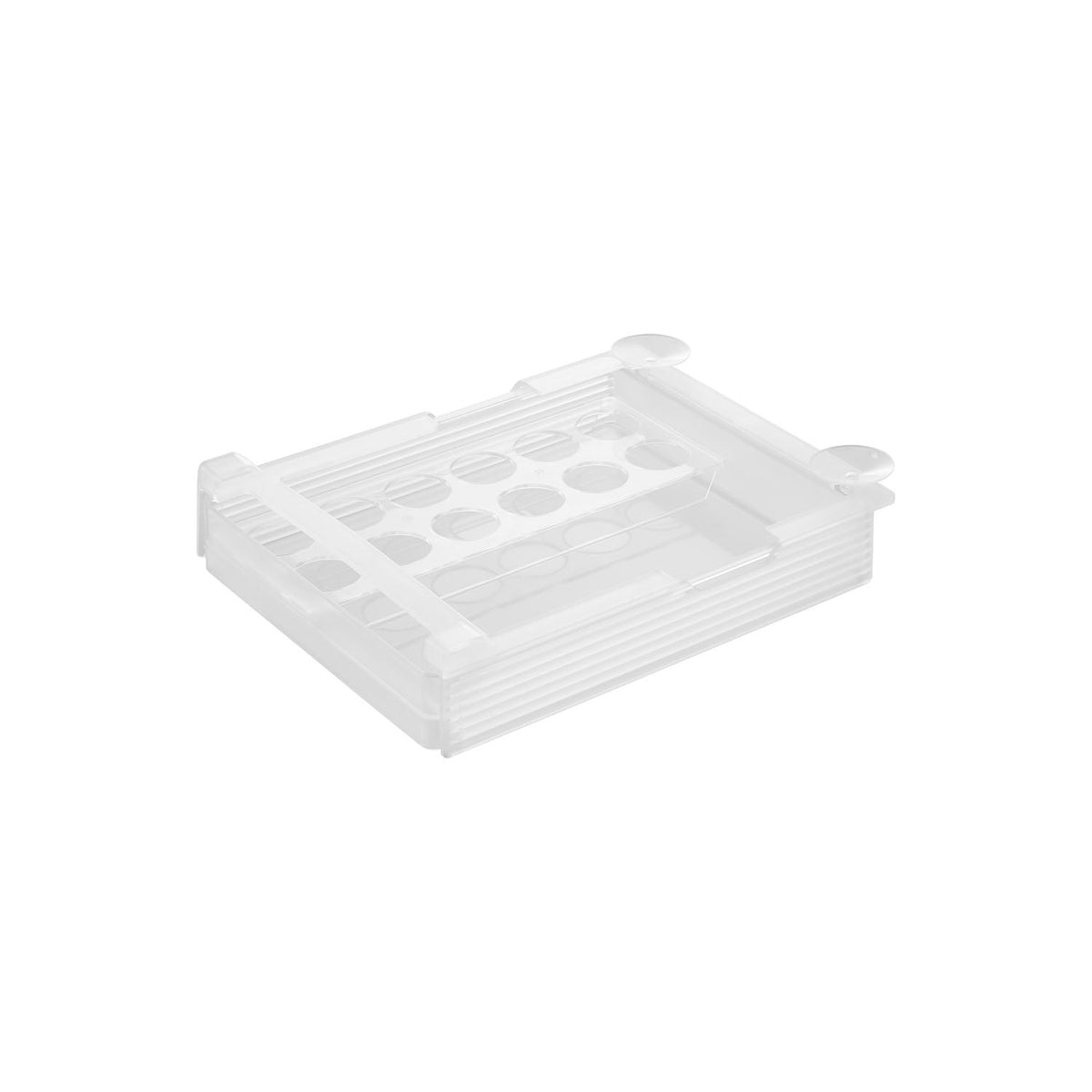 Yamazaki Tower Height-Adjustable Under-Shelf Egg Rack for Fridges, Large, Wide Egg Rack that Suctions Under a Fridge Shelf and Adjusts Through Seven Heights, 26.5 x 34.4 x 6.5 cm and 735 g, White or Black
