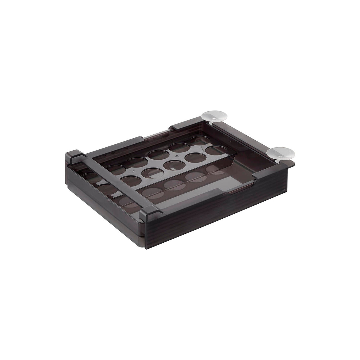 Yamazaki Tower Height-Adjustable Under-Shelf Egg Rack for Fridges, Large, Wide Egg Rack that Suctions Under a Fridge Shelf and Adjusts Through Seven Heights, 26.5 x 34.4 x 6.5 cm and 735 g, White or Black