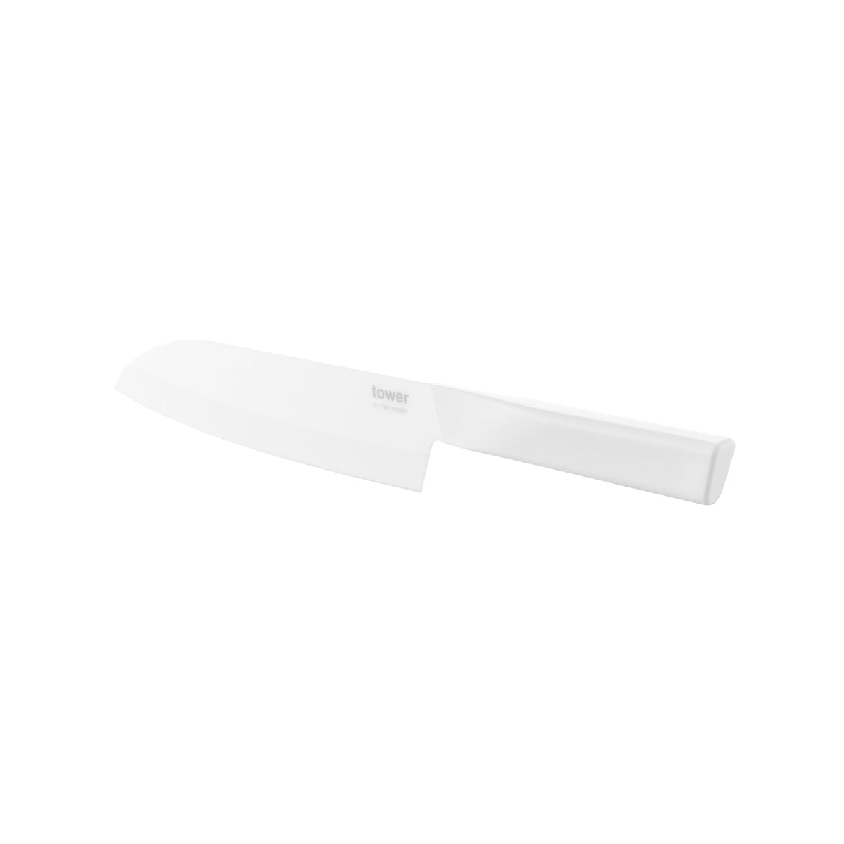 Yamazaki Tower Ceramic Santoku Knife 16.5 cm, Japan-Made 16.5 cm Ceramic Santoku Knife With a Zirconia Blade That Resists Wear and Does Not Rust, Cuts Fine Foods, Dishwasher Safe, 30.5 x 1.5 x 4.5 cm and 80 g, White or Black