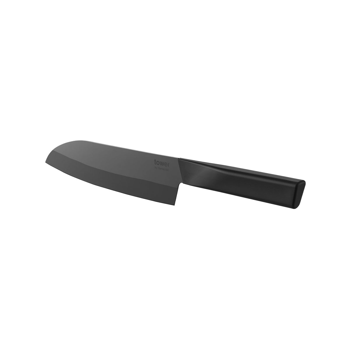 Yamazaki Tower Ceramic Santoku Knife 16.5 cm, Japan-Made 16.5 cm Ceramic Santoku Knife With a Zirconia Blade That Resists Wear and Does Not Rust, Cuts Fine Foods, Dishwasher Safe, 30.5 x 1.5 x 4.5 cm and 80 g, White or Black