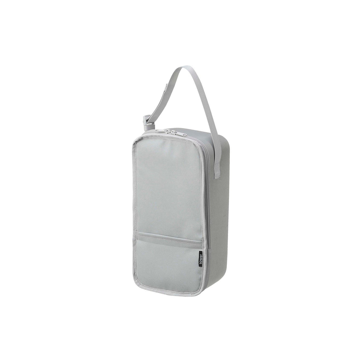 Yamazaki Tower Semi-Hard Storage Case for a Handheld Steamer, Semi-Hard Case That Hangs a Handheld Steamer in a Closet, Opens Wide at the Front With a Double-Ended Zip and a Pocket, Holds 1.5 kg, 18 x 14 x 33 cm and 365 g, Light Gray or Black