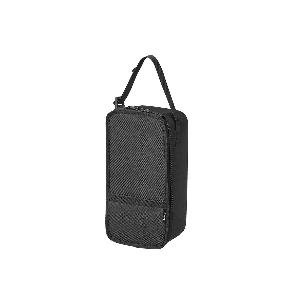 Yamazaki Tower Semi-Hard Storage Case for a Handheld Steamer, Semi-Hard Case That Hangs a Handheld Steamer in a Closet, Opens Wide at the Front With a Double-Ended Zip and a Pocket, Holds 1.5 kg, 18 x 14 x 33 cm and 365 g, Light Gray or Black