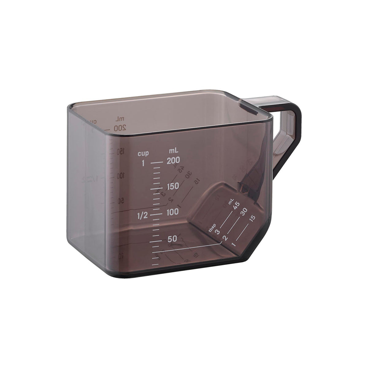 Yamazaki Tower Two-Way Measuring Cup 250 mL, Small Two-Way Measuring Cup, 250 mL, One Cup When Flat and a Tablespoon When Tilted, 10.5 x 6.3 x 6.5 cm and 65 g, White or Black