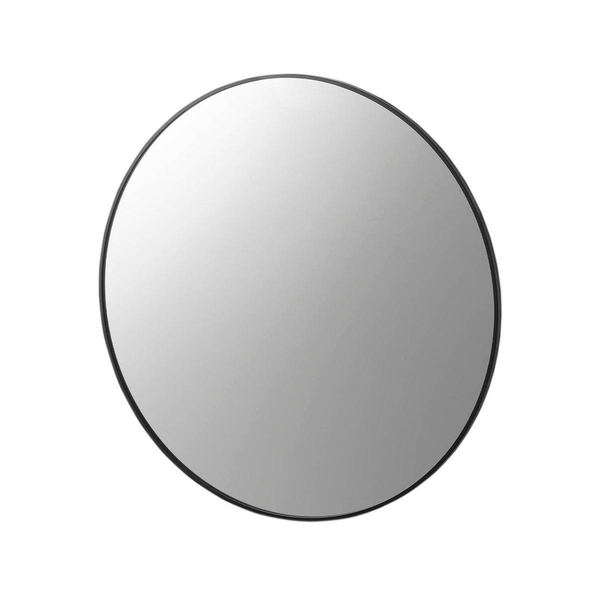 Yamazaki Tower Magnetic Bathroom Resin Mirror Round 42 cm, Large 42 cm Round Resin Mirror That Sticks Where You Like on a Steel Bathroom Wall, Hard to Break, Lifts Off by a Finger Gap, 42.3 x 1.4 x 42.3 cm and 1600 g, White or Black