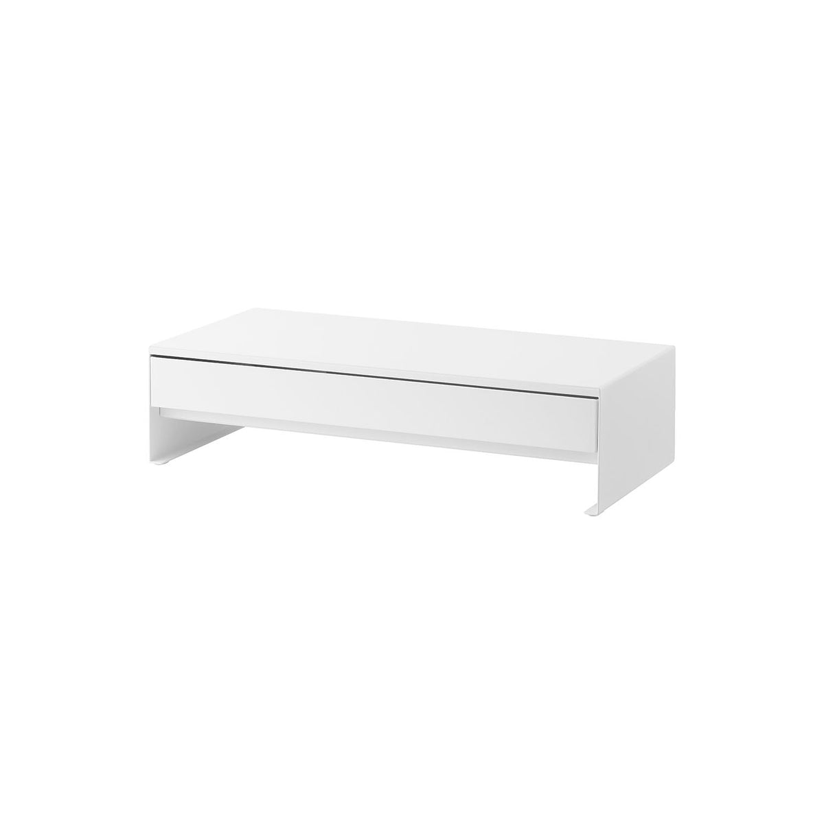 Yamazaki Tower Monitor Stand with Drawer, Wide Steel Stand for a Monitor with a Deep Drawer for Small Desk Items and Game Controllers, 50 x 24 to 41 x 12.8 cm and 4780 g, White or Black