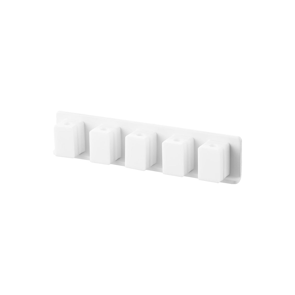 Yamazaki Tower Magnetic Cable Holder Strip of 5, Five-in-a-row Magnetic Cable Holders that Snap onto Tape-On Steel Bases, 4 mm Inner Diameter, 75 g Each, 10 x 1.4 x 2 cm and 55 g, White or Black