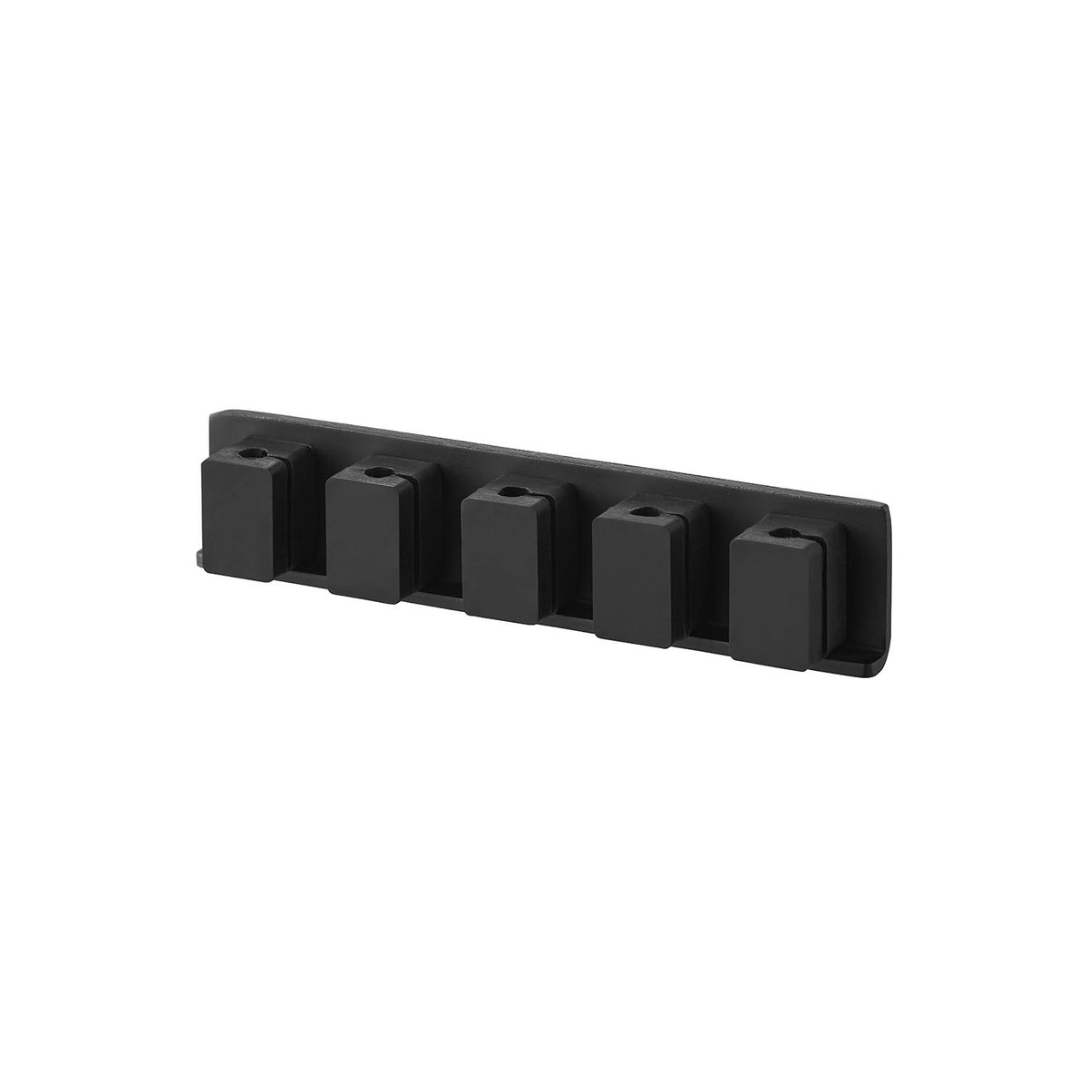 Yamazaki Tower Magnetic Cable Holder Strip of 5, Five-in-a-row Magnetic Cable Holders that Snap onto Tape-On Steel Bases, 4 mm Inner Diameter, 75 g Each, 10 x 1.4 x 2 cm and 55 g, White or Black