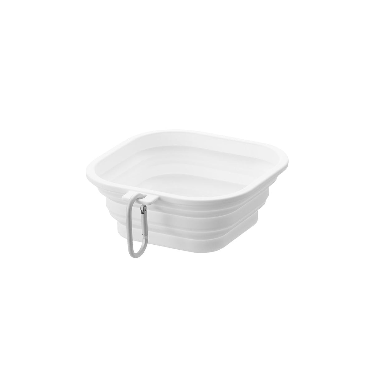 Yamazaki Nooks Folding Pet Food Bowl with Lid L Nooks, Large Folding Silicone Pet Bowl With a Lid That Packs Flat for Walks and Does Not Slip, 700 mL or 1 L, Hook Ring Included, 17.3 x 18.3 x 2.3 cm and 190 g, White or Black