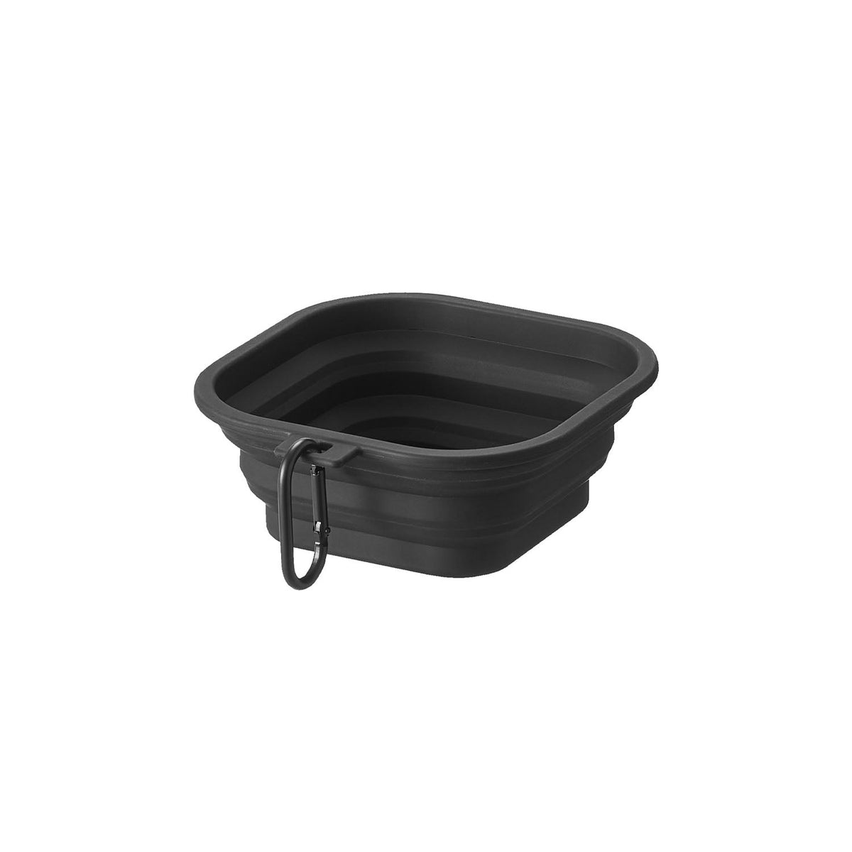 Yamazaki Nooks Folding Pet Food Bowl with Lid L Nooks, Large Folding Silicone Pet Bowl With a Lid That Packs Flat for Walks and Does Not Slip, 700 mL or 1 L, Hook Ring Included, 17.3 x 18.3 x 2.3 cm and 190 g, White or Black