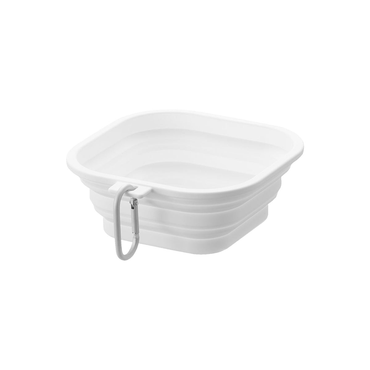 Yamazaki Nooks Folding Pet Food Bowl with Lid S Nooks, Folding Silicone Pet Bowl With a Lid That Packs Flat for Walks and Does Not Slip, 300 or 450 mL, Hook Ring Included, 13.7 x 14.8 x 1.8 cm and 115 g, White or Black