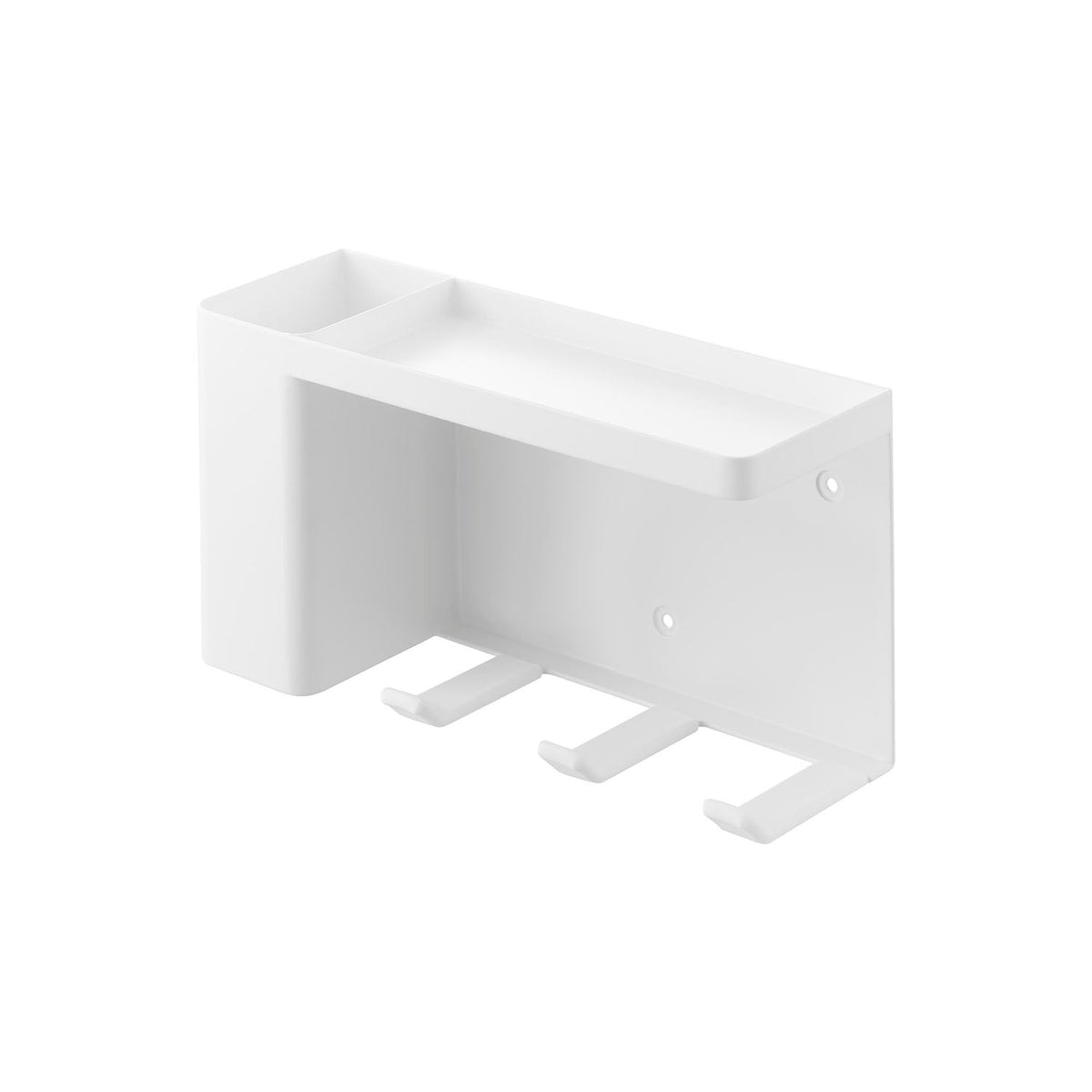 Yamazaki Tower Wall-Mounted Hair Dryer and Hair Iron Holder with Tray, Wall Rack for a Hair Dryer and Hair Iron with a Tray on Top, Pins and Screws Included, 25 x 8.5 x 13.5 cm and 1120 g, White or Black