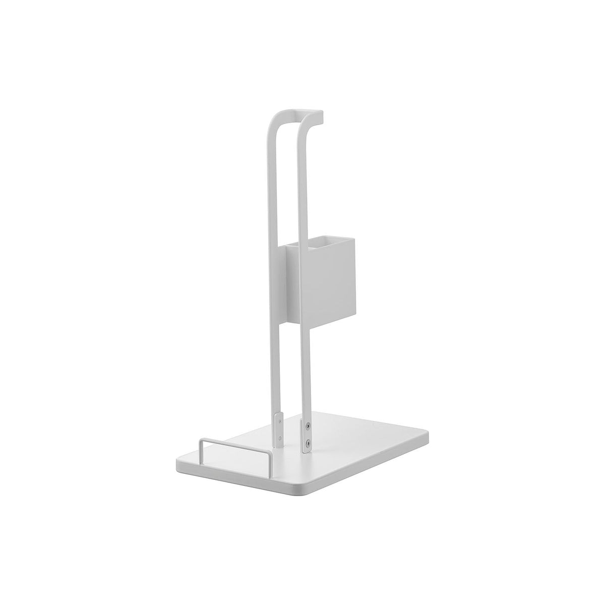 Yamazaki Tower Stick Vacuum Stand with Paper Pack and Charger Storage, Floor Stand for a Cordless Stick Vacuum with a Pocket for Paper Packs and a Place for the Charger, 18 x 27 x 40 cm and 1135 g, White or Black