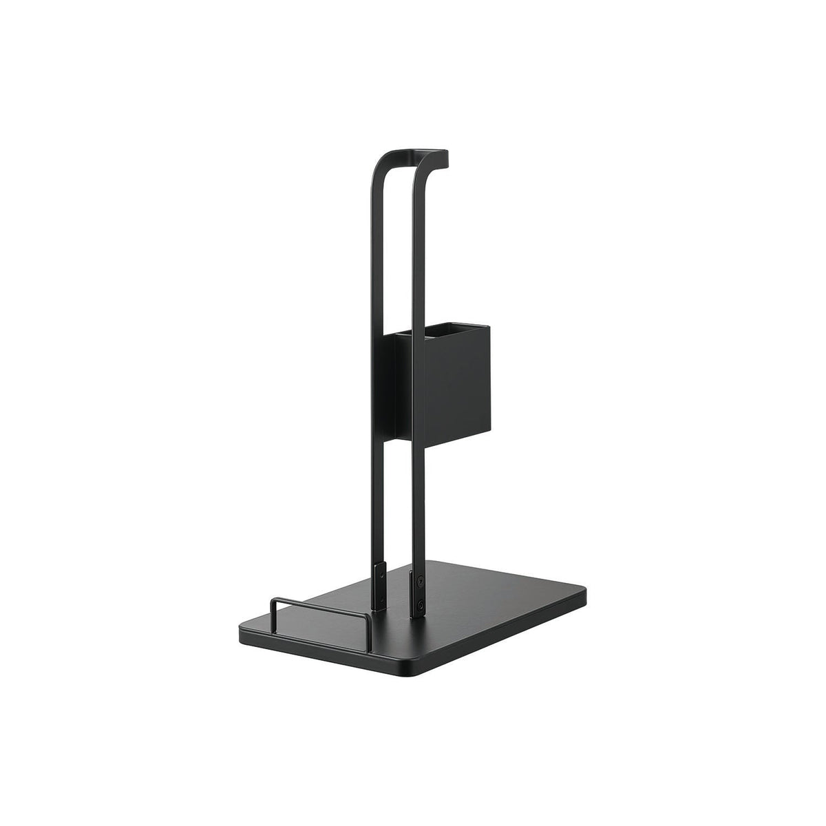 Yamazaki Tower Stick Vacuum Stand with Paper Pack and Charger Storage, Floor Stand for a Cordless Stick Vacuum with a Pocket for Paper Packs and a Place for the Charger, 18 x 27 x 40 cm and 1135 g, White or Black