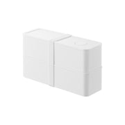 Yamazaki Tower Slim Two-Tier Airtight Lunch Box 400 mL x 2, Slim Two-Tier Lunch Box with Two 400 mL Compartments for Rice and Sides, Push-Valve Seal, Microwave and Dishwasher Safe, 18.3 x 6.1 x 10 cm (two tiers) and 310 g, White or Black