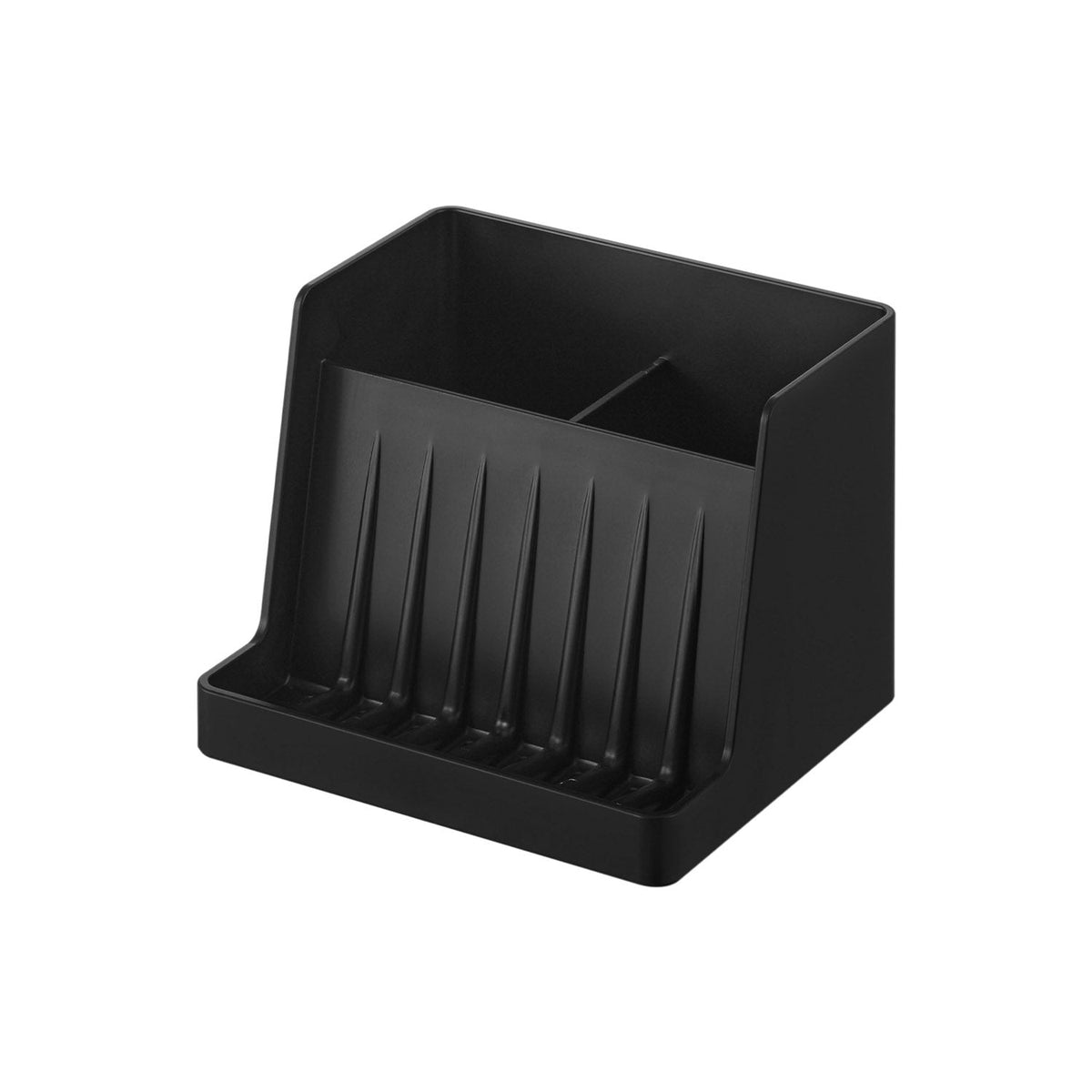 Yamazaki Tower Magnetic Soap Tray with Storage Pockets, Magnetic Soap Tray with Two Storage Pockets and Draining Holes that Sticks to a Steel Wall, Two Hooks Included, Heat Resistant to 100 C, 11 x 9.8 x 8.6 cm and 155 g, White or Black