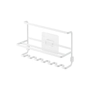 Yamazaki Tower Film-Hook Toothbrush and Tube Holder, Film-Hook Holder that Floats Toothbrushes and Tubes off the Basin, Six Brush Slots and a Tube Shelf, Sticks to Tile and Glossy Walls, 16 x 6.4 x 10.8 cm and 150 g, White or Black