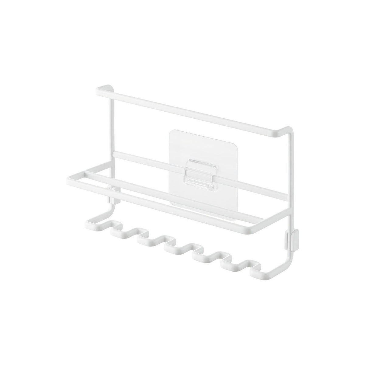 Yamazaki Tower Film-Hook Toothbrush and Tube Holder, Film-Hook Holder that Floats Toothbrushes and Tubes off the Basin, Six Brush Slots and a Tube Shelf, Sticks to Tile and Glossy Walls, 16 x 6.4 x 10.8 cm and 150 g, White or Black