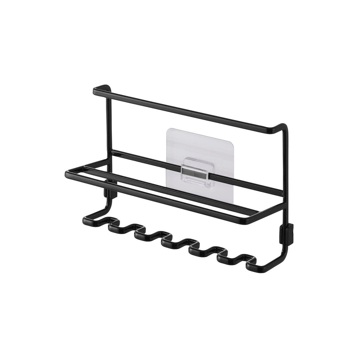 Yamazaki Tower Film-Hook Toothbrush and Tube Holder, Film-Hook Holder that Floats Toothbrushes and Tubes off the Basin, Six Brush Slots and a Tube Shelf, Sticks to Tile and Glossy Walls, 16 x 6.4 x 10.8 cm and 150 g, White or Black