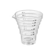 Yamazaki Tower Magnetic Stepped Measuring Cup 50 mL, Small Stepped Measuring Cup with a Base Magnet that Sticks to a Steel Panel, Reads 10 mL Steps to 50 mL and Spoons, 6.2 x 5.6 x 6 cm and 20 g, White or Black