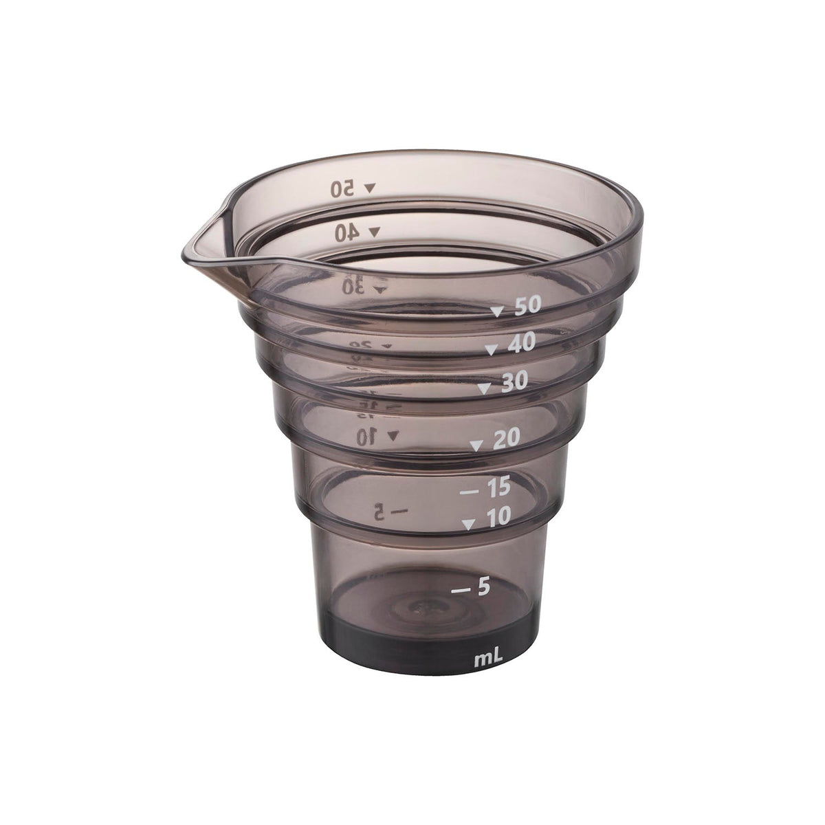Yamazaki Tower Magnetic Stepped Measuring Cup 50 mL, Small Stepped Measuring Cup with a Base Magnet that Sticks to a Steel Panel, Reads 10 mL Steps to 50 mL and Spoons, 6.2 x 5.6 x 6 cm and 20 g, White or Black