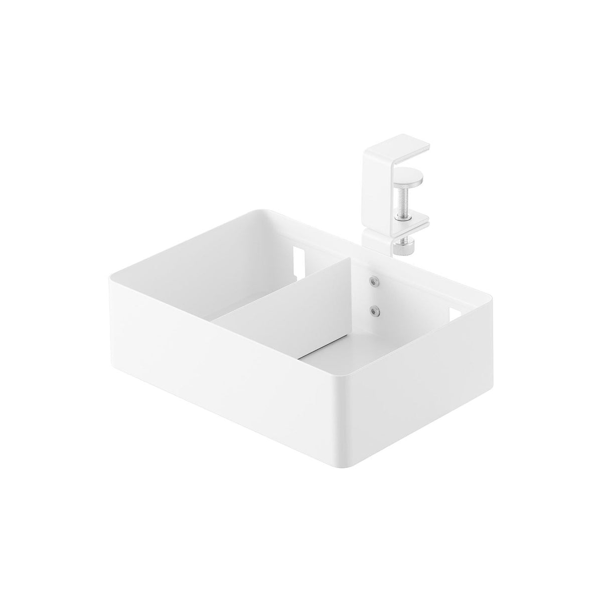 Yamazaki Tower Rotating Table-Side Rack with Dividers, Clamp-On Rack that Swings 360 Degrees Out From a Table or Under the Top, with Dividers, Lower rack 24.2 x 21 x 15.6 cm; upper rack 24.2 x 21 x 16.2 cm and 1150 g, White or Black
