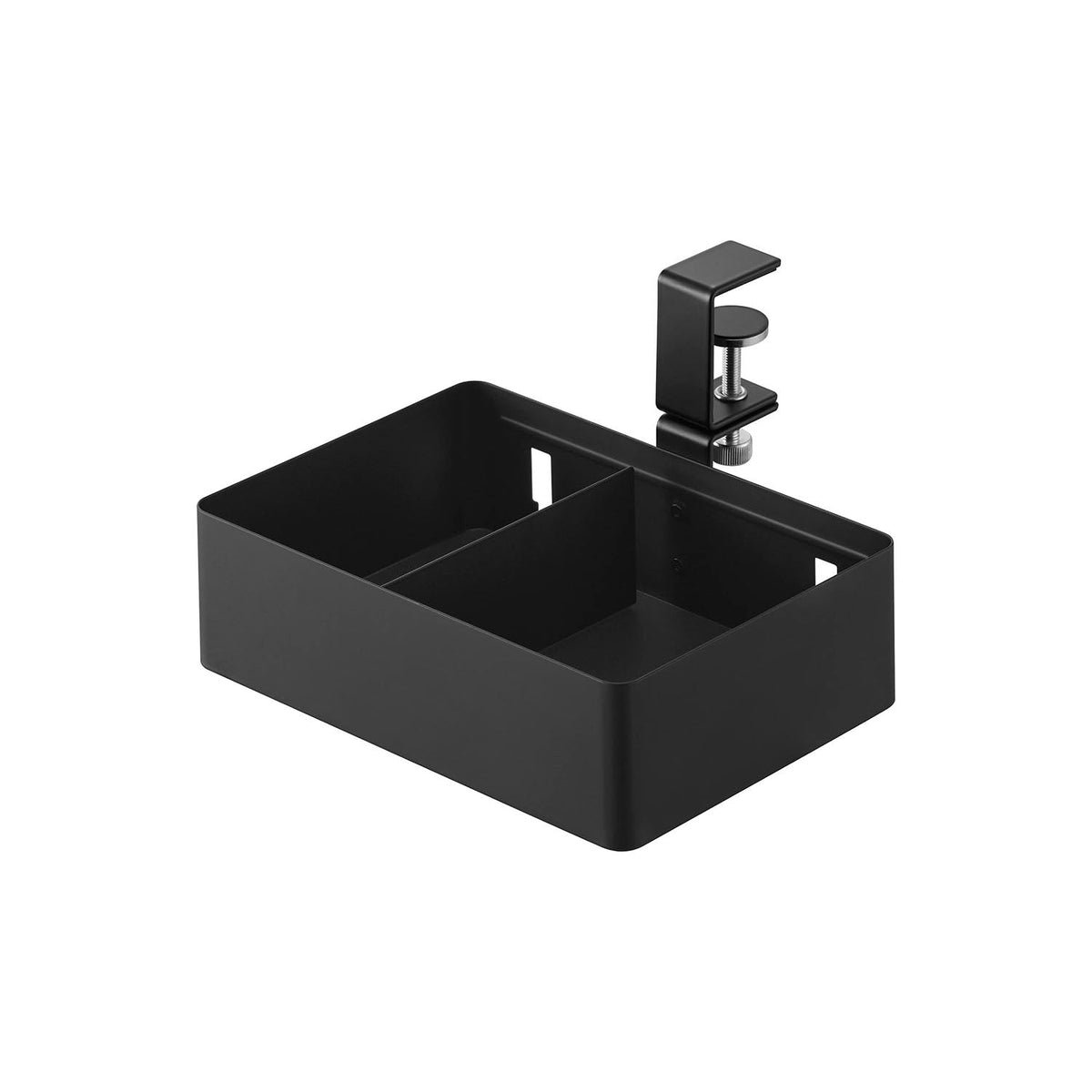 Yamazaki Tower Rotating Table-Side Rack with Dividers, Clamp-On Rack that Swings 360 Degrees Out From a Table or Under the Top, with Dividers, Lower rack 24.2 x 21 x 15.6 cm; upper rack 24.2 x 21 x 16.2 cm and 1150 g, White or Black