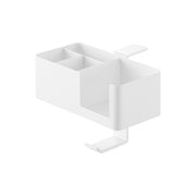 Yamazaki Tower Table-Side Multi Rack, Clamp-On Rack for a Table Edge with Cup, Phone and Small Item Sections and a Hook, 18 x 13.5 x 14 cm and 790 g, White or Black