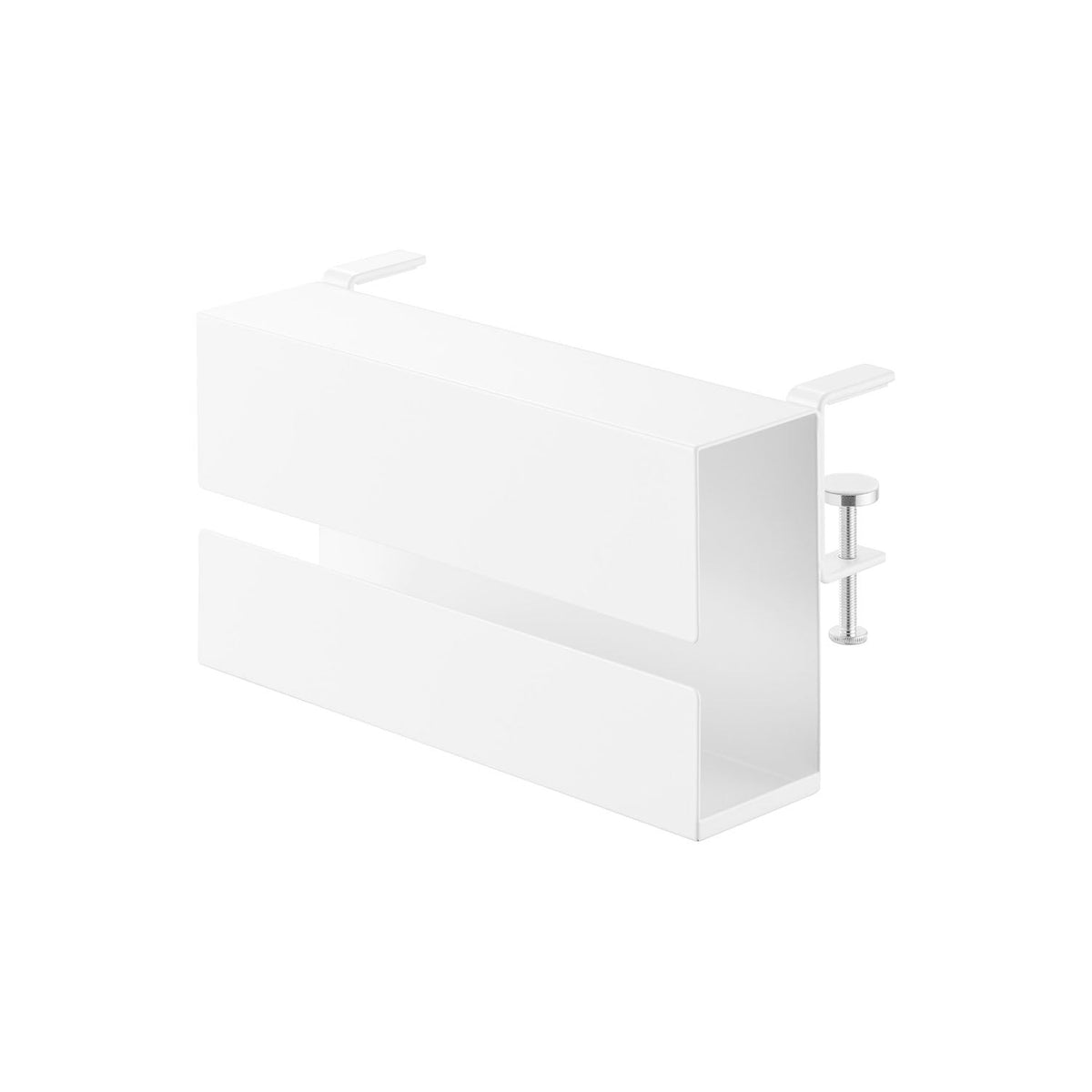 Yamazaki Tower Table-Side Tissue Case, Clamp-On Holder that Hangs a Tissue Case from the Edge of a Table or Desk, 24 x 10 x 13.4 cm and 720 g, White or Black
