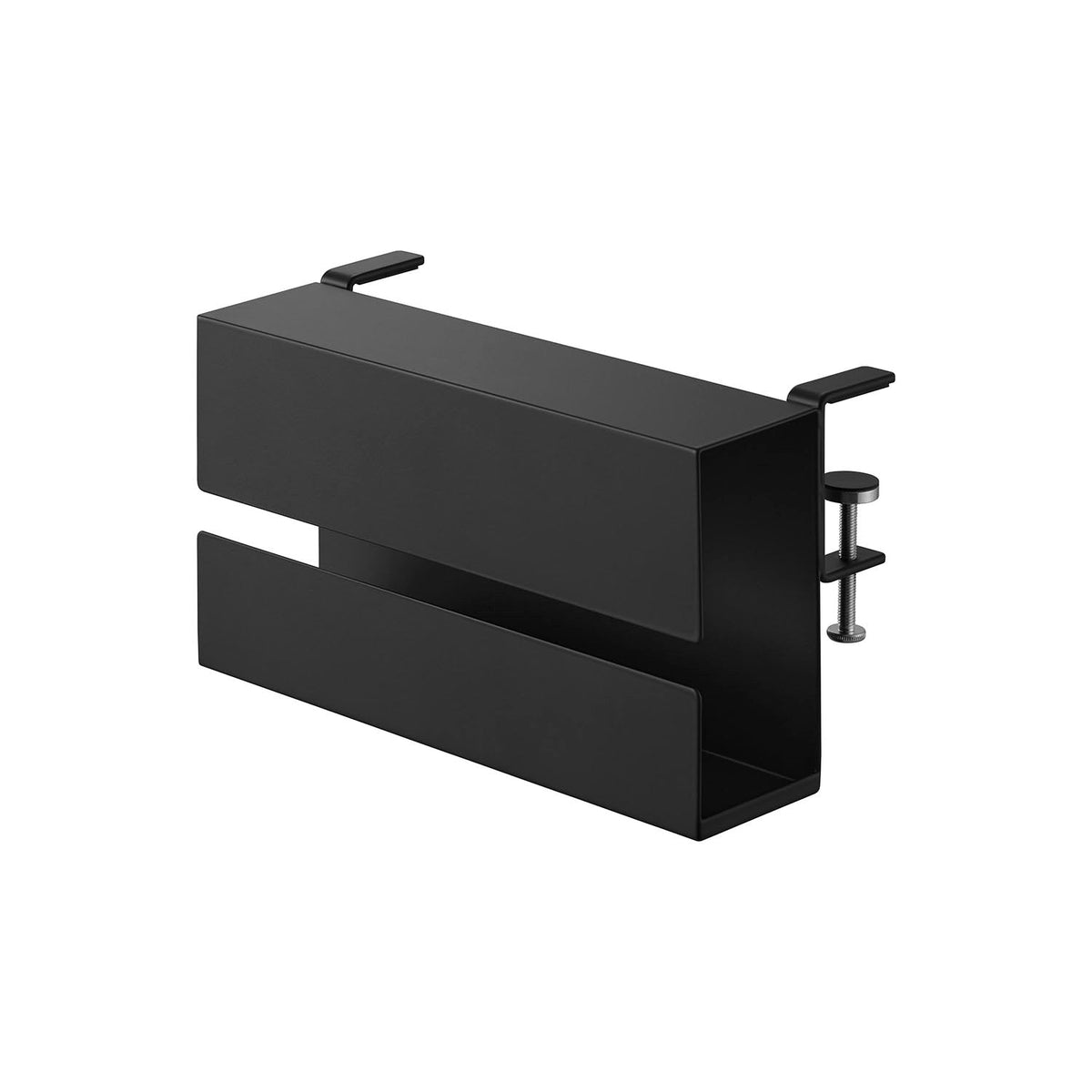 Yamazaki Tower Table-Side Tissue Case, Clamp-On Holder that Hangs a Tissue Case from the Edge of a Table or Desk, 24 x 10 x 13.4 cm and 720 g, White or Black