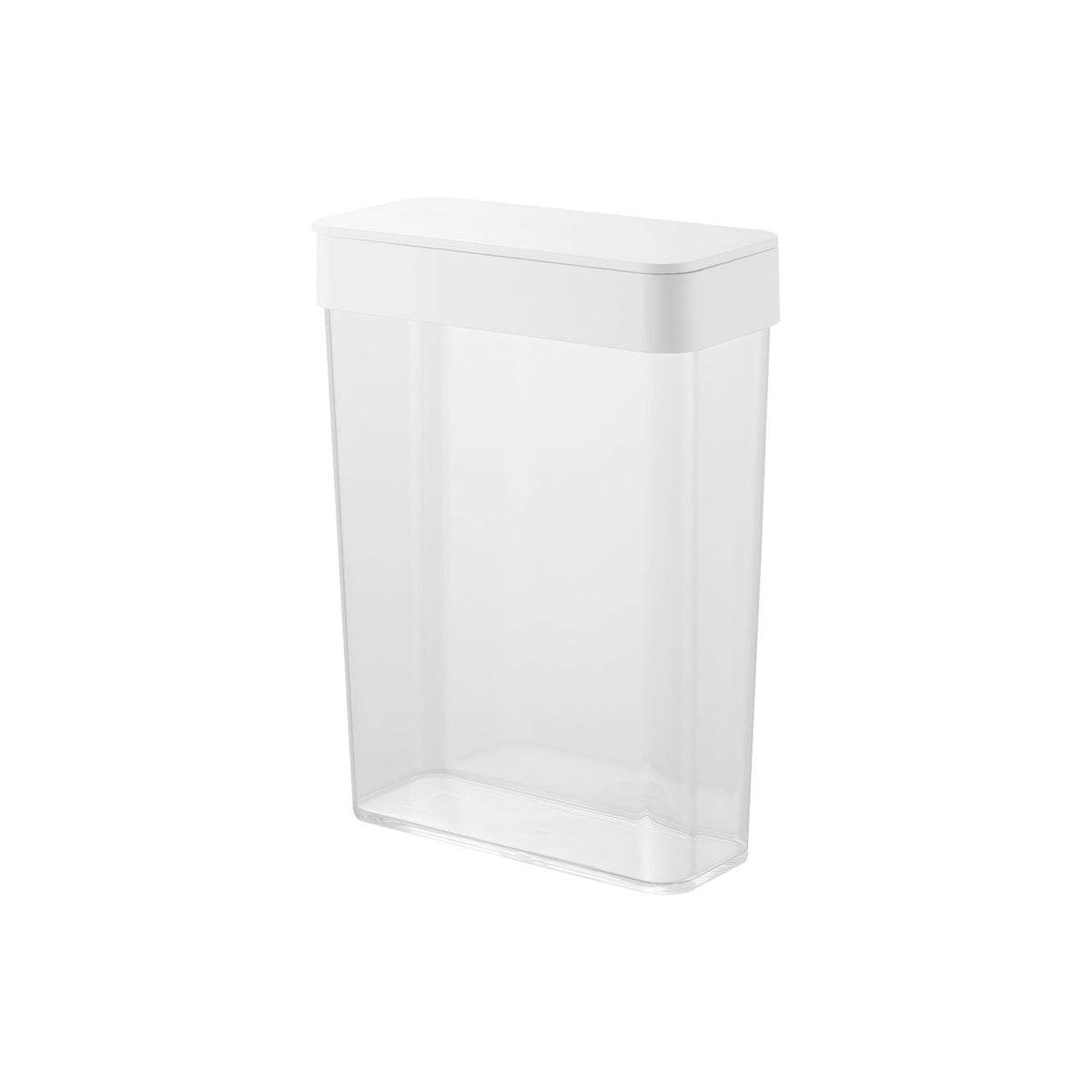Yamazaki Tower Slim Airtight Case for Laundry Detergent Balls, 2.3 L, Slim Sealed Case that Holds About 60 Laundry Detergent Balls or a Large Powder Pack, 2.3 L, Silicone Seal Keeps Smells In, 18.5 x 8.6 x 25 cm and 480 g, White or Black