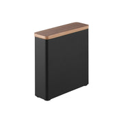 Yamazaki Rin Slim Sanitary Storage Case, Slim Steel Case with a Wood Lid for Slim Sanitary Items and Tampons, 14.7 x 4.7 x 15.6 cm and 586 g, Brown or Natural