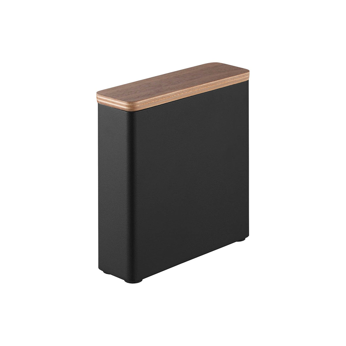 Yamazaki Rin Slim Sanitary Storage Case, Slim Steel Case with a Wood Lid for Slim Sanitary Items and Tampons, 14.7 x 4.7 x 15.6 cm and 586 g, Brown or Natural