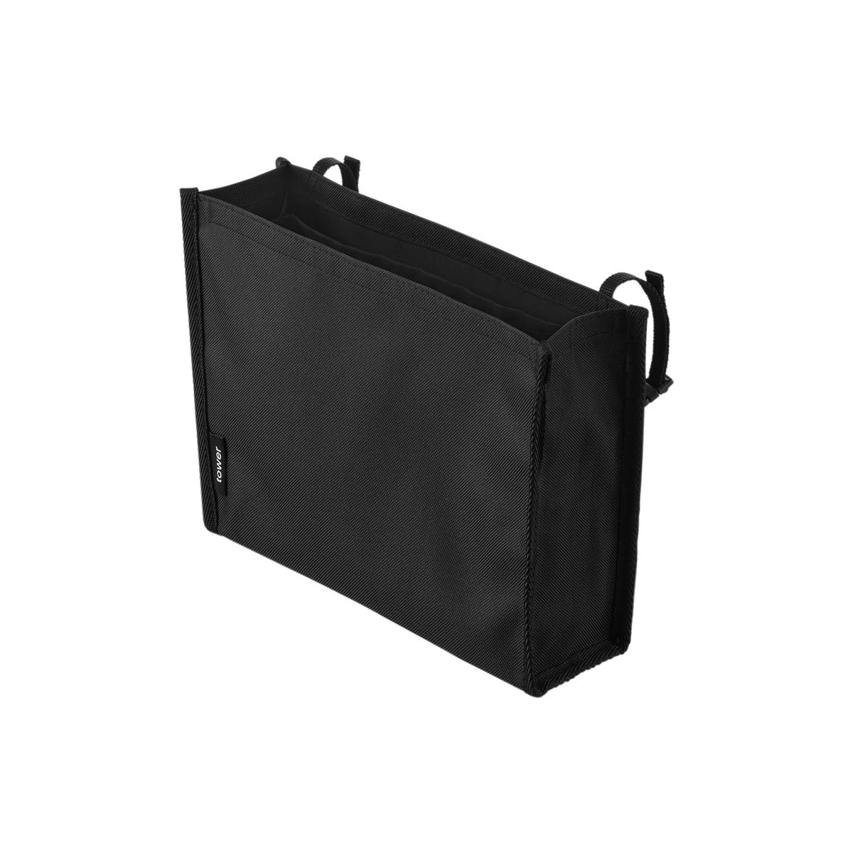 Yamazaki Tower Laundry Basket Clothespin and Net Pocket, Fabric Pocket That Straps to a Laundry Basket with a Belt and Buckle to Store Pegs and Laundry Nets, Loop 7 to 12 cm, 27 x 8 x 19.5 cm without the belt and 95 g, Light Grey or Black