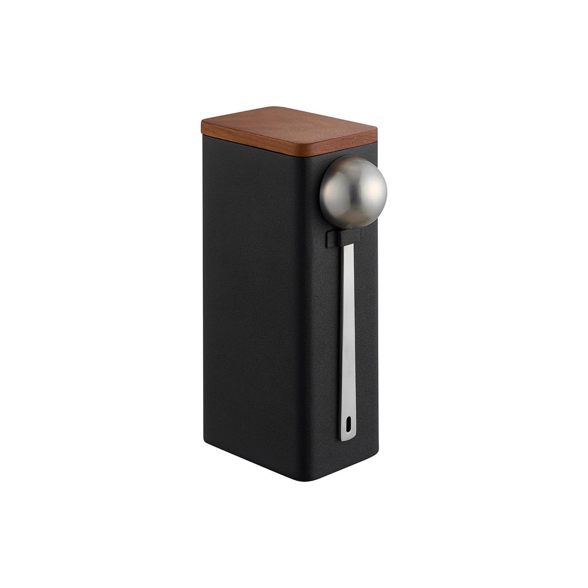 Yamazaki Tower Coffee Bean Storage Case for a Whole Bag with a Spoon, Slim Steel Container for a Whole Bag of Coffee Beans up to 250 g, with a Wooden Lid and Spoon, 12.7 x 7.1 x 21 cm including the spoon and 800 g, White or Black