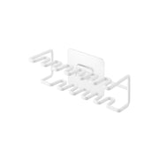Yamazaki Tower Film-Hook Two-Tier Toothbrush and Spare Brush Holder, Two-Tier Holder on a Film Hook That Floats up to 11 Toothbrushes and Spares on a Bathroom Wall, Slanted Up So They Do Not Slide Off, 14.6 x 6.3 x 6.2 cm and 280 g, White or Black