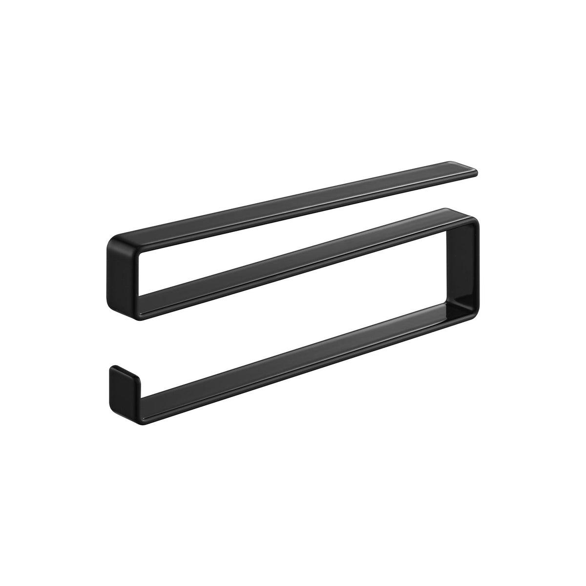 Yamazaki Tower Slim Under-Cabinet Towel Hanger, Slim Hanger That Slides Onto the Shelf of a Wall Cabinet for a Hand Towel or Dishcloth, Holds 500 g, No Tools, 1.5 x 17 x 6.5 cm and 165 g, White or Black