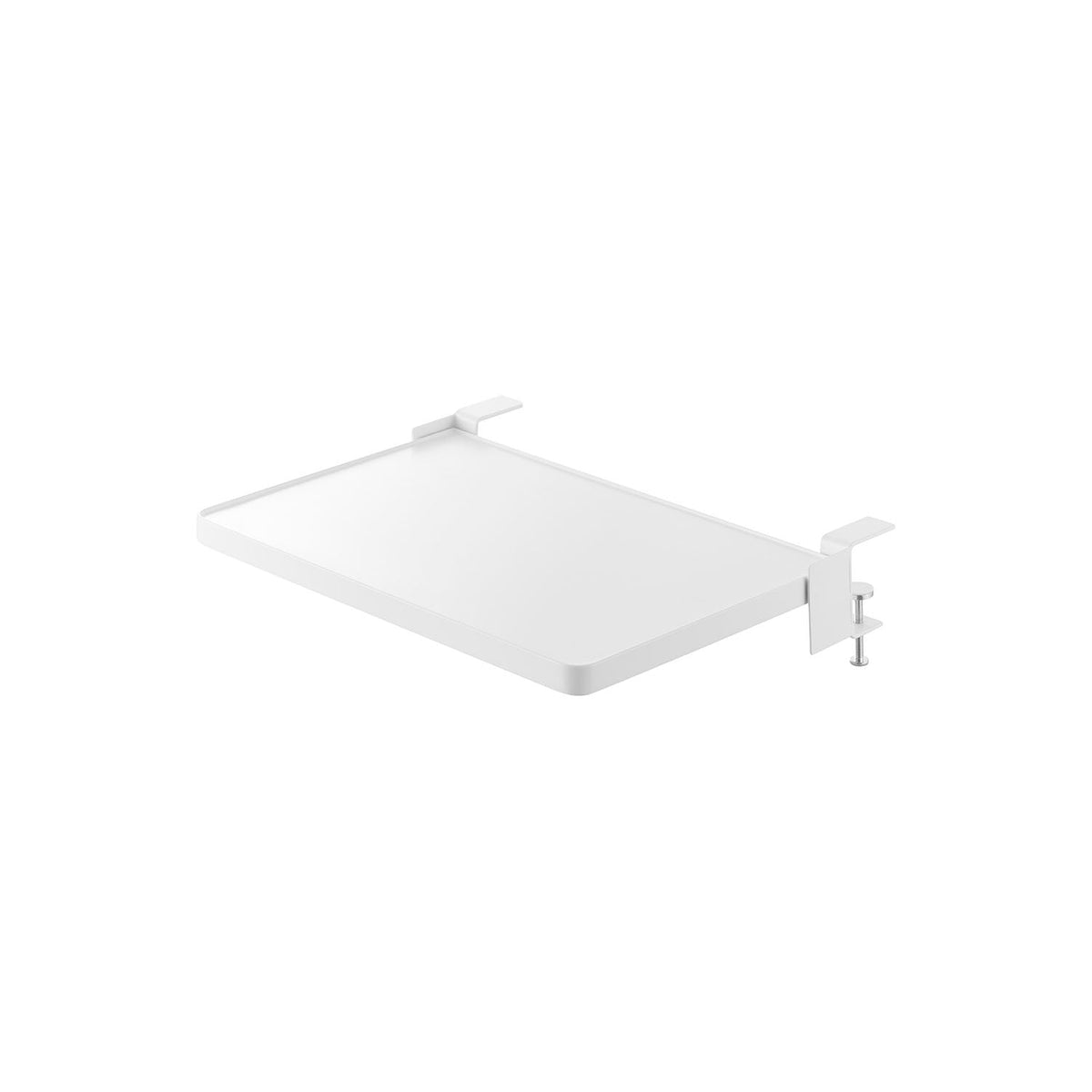 Yamazaki Tower Clamp-On Folding Shelf for Tables, Clamp-On Steel Shelf that Folds Flat Beside a Table and Holds 3 kg, In use 38.3 x 29.6 x 6.8 cm; folded 38.3 x 9 x 25 cm and 1335 g, White or Black