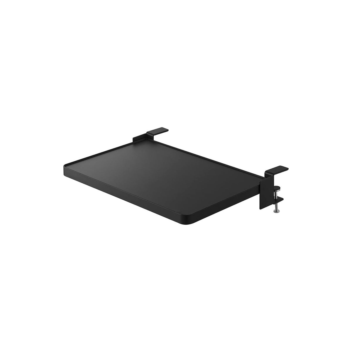 Yamazaki Tower Clamp-On Folding Shelf for Tables, Clamp-On Steel Shelf that Folds Flat Beside a Table and Holds 3 kg, In use 38.3 x 29.6 x 6.8 cm; folded 38.3 x 9 x 25 cm and 1335 g, White or Black