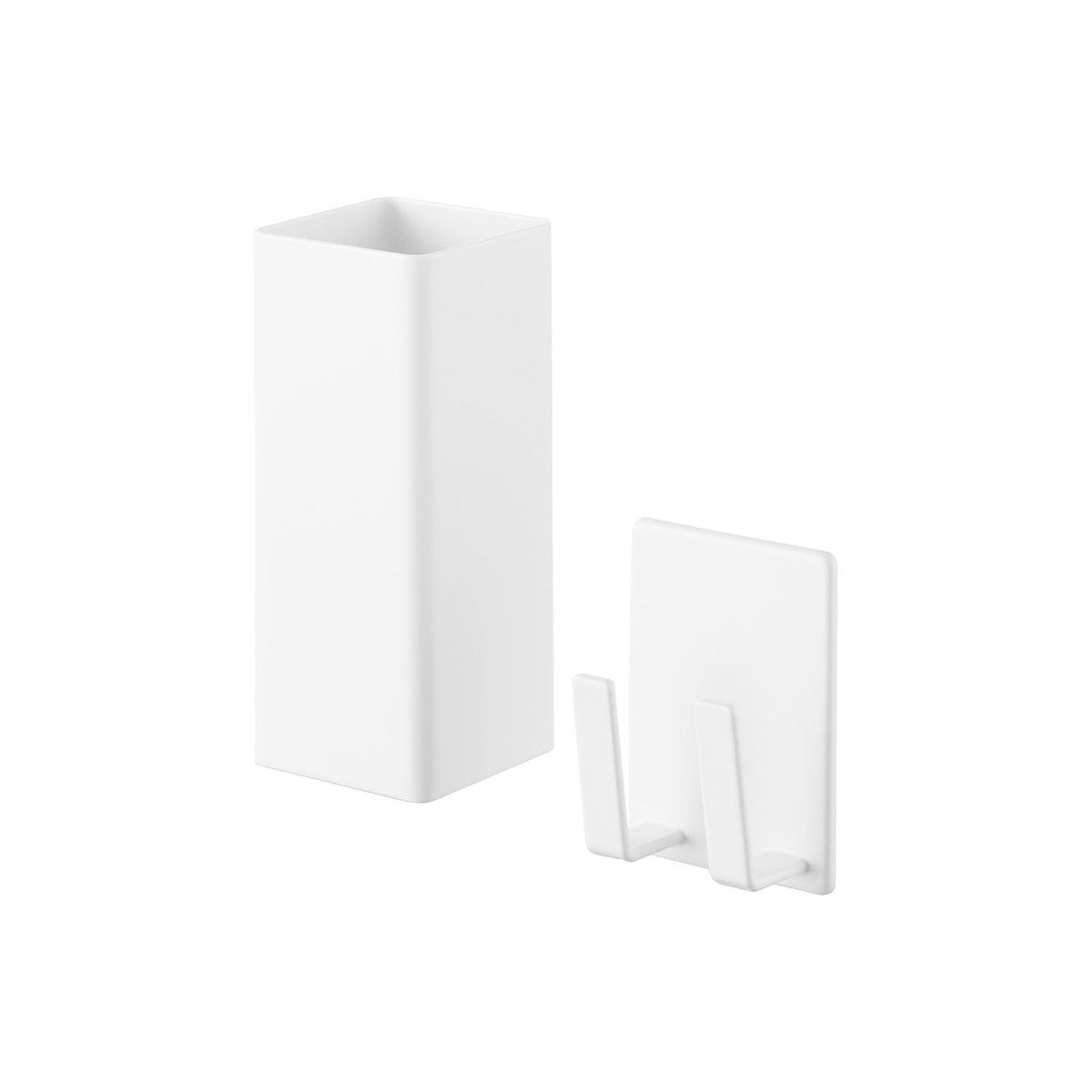 Yamazaki Tower Magnetic Hair Iron and Cord Holder, Two-Piece Magnetic Holder for a Hair Iron and Its Cord that Sticks to a Steel Wall, Body and Cord Hook Placed Separately, Body 5 x 5.3 x 12 cm; cord holder 5 x 3.1 x 7 cm and 310 g, White or Black