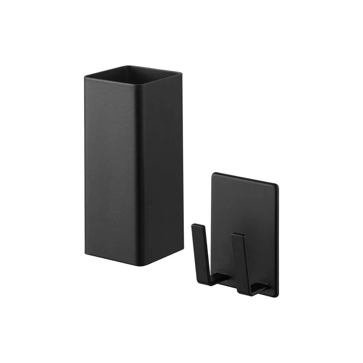 Yamazaki Tower Magnetic Hair Iron and Cord Holder, Two-Piece Magnetic Holder for a Hair Iron and Its Cord that Sticks to a Steel Wall, Body and Cord Hook Placed Separately, Body 5 x 5.3 x 12 cm; cord holder 5 x 3.1 x 7 cm and 310 g, White or Black
