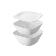 Yamazaki Tower Deep Square Bowl and Colander Set with Tray, 3 Pieces, Nesting Deep Bowl, Colander and Tray, Microwave and Dishwasher Safe, Bowl 23 x 23 x 10.4 cm; colander 22.3 x 22.3 x 9.2 cm; tray 23 x 23 x 1.6 cm and 580 g, White or Black