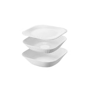 Yamazaki Tower Shallow Square Bowl, Colander and Tray Set of 3, Bowl, Colander and Tray Set for Washing, Draining and Prep, 2 L, Microwave Safe, Bowl 23 x 23 x 6.3 cm; colander 22 x 22 x 5.3 cm; tray 23 x 23 x 1.6 cm and 465 g, White or Black