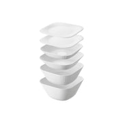 Yamazaki Tower Square Bowl and Colander Set with Trays, 6 Pieces, Six-Piece Square Bowl and Colander Set with Trays that Nest Together, 23 x 23 x 10.4 cm deep bowl; 22.3 x 22.3 x 9.2 cm deep colander and 1040 g, White or Black